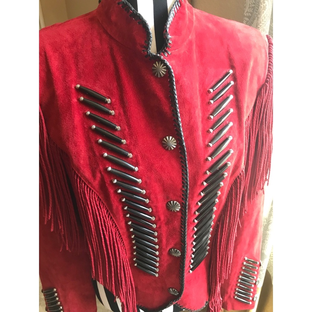 ABSOLUTELY GORGEOUS RED SUEDE CRIPPLE CREEK JACKET - Picture 4 of 8